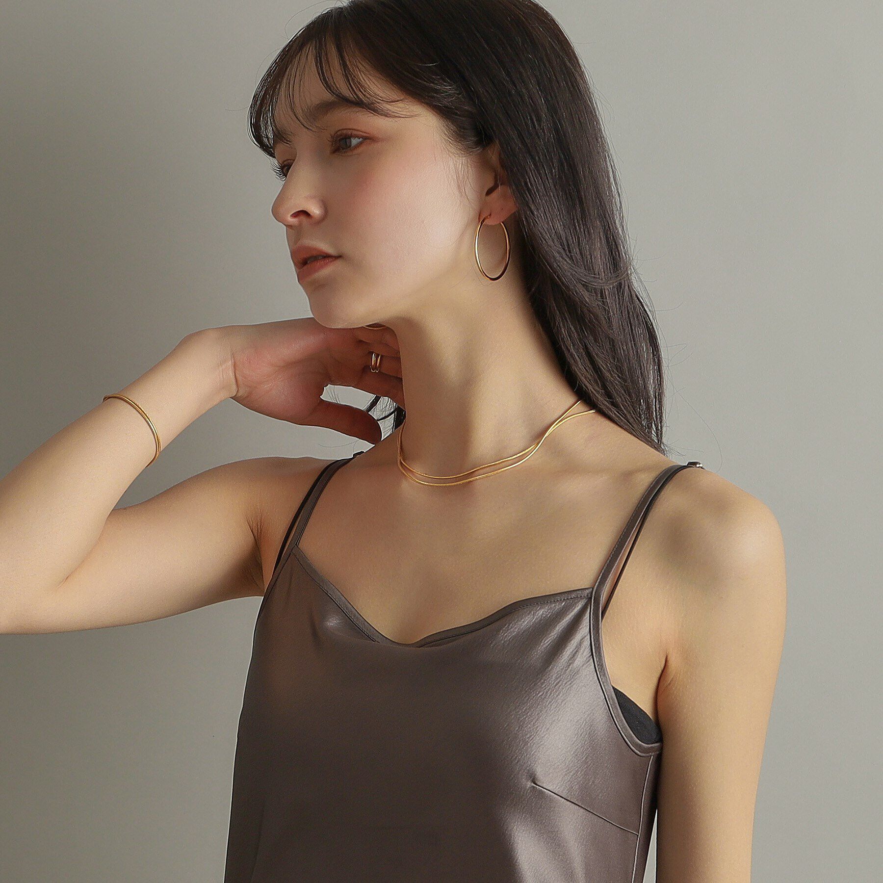 COCOSHNIK ONKITSCH「シルバー スネークチェーン ダブルネックレス GP」|ネックレス|