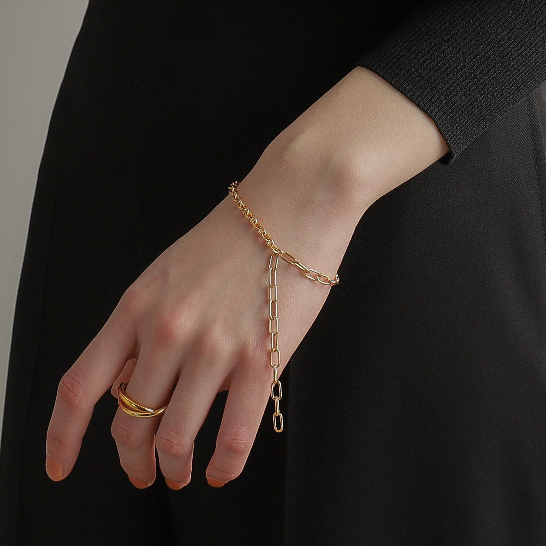 COCOSHNIK ONKITSCH「シルバー ハンギングミックスケーブルチェーン ブレスレット GP」|ブレスレット・バングル|