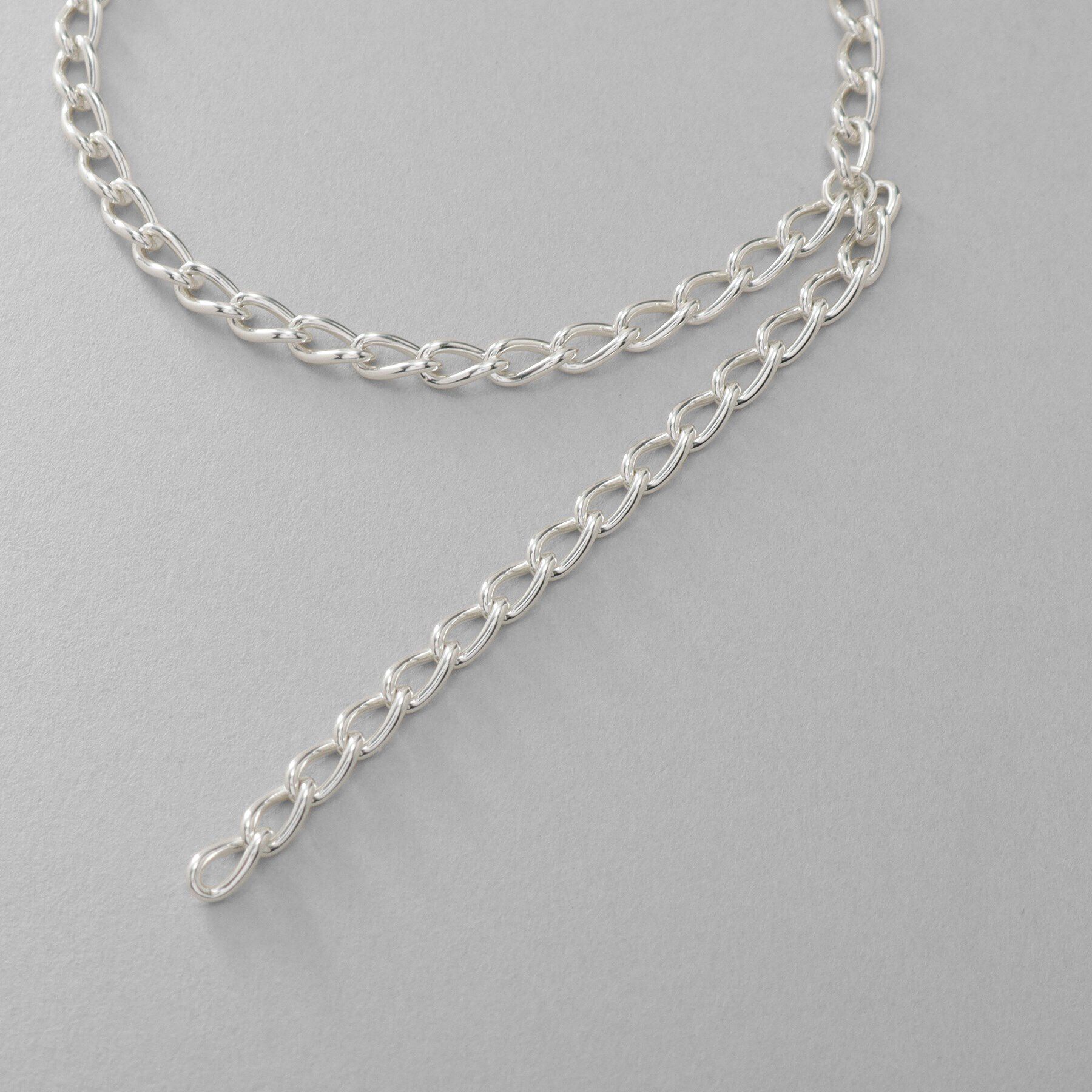 COCOSHNIK ONKITSCH「シルバー ハンギングロングカーブチェーン ブレスレット」|ブレスレット・バングル|