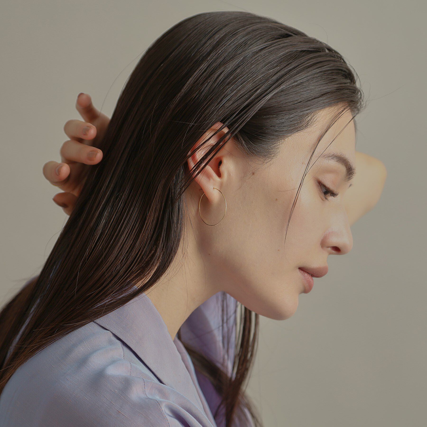 COCOSHNIK「K18オメガチェーン フープピアス中」|ピアス|