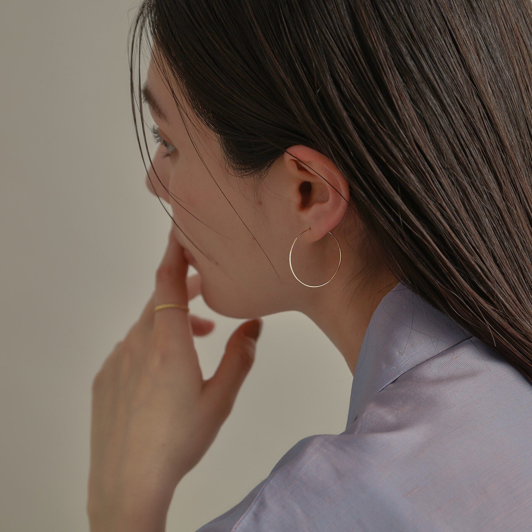 COCOSHNIK「K18オメガチェーン フープピアス中」|ピアス|