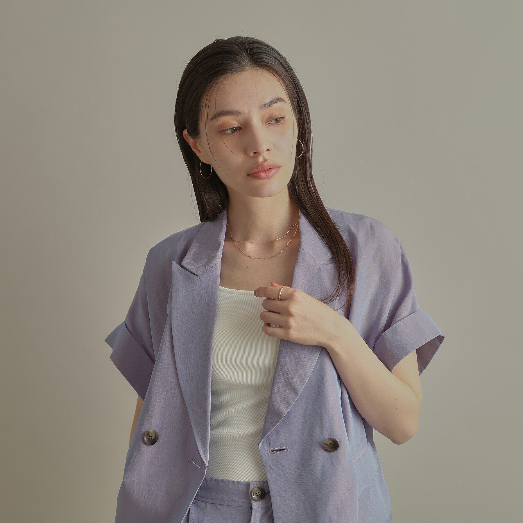 COCOSHNIK「K18オメガチェーン フープピアス中」|ピアス|