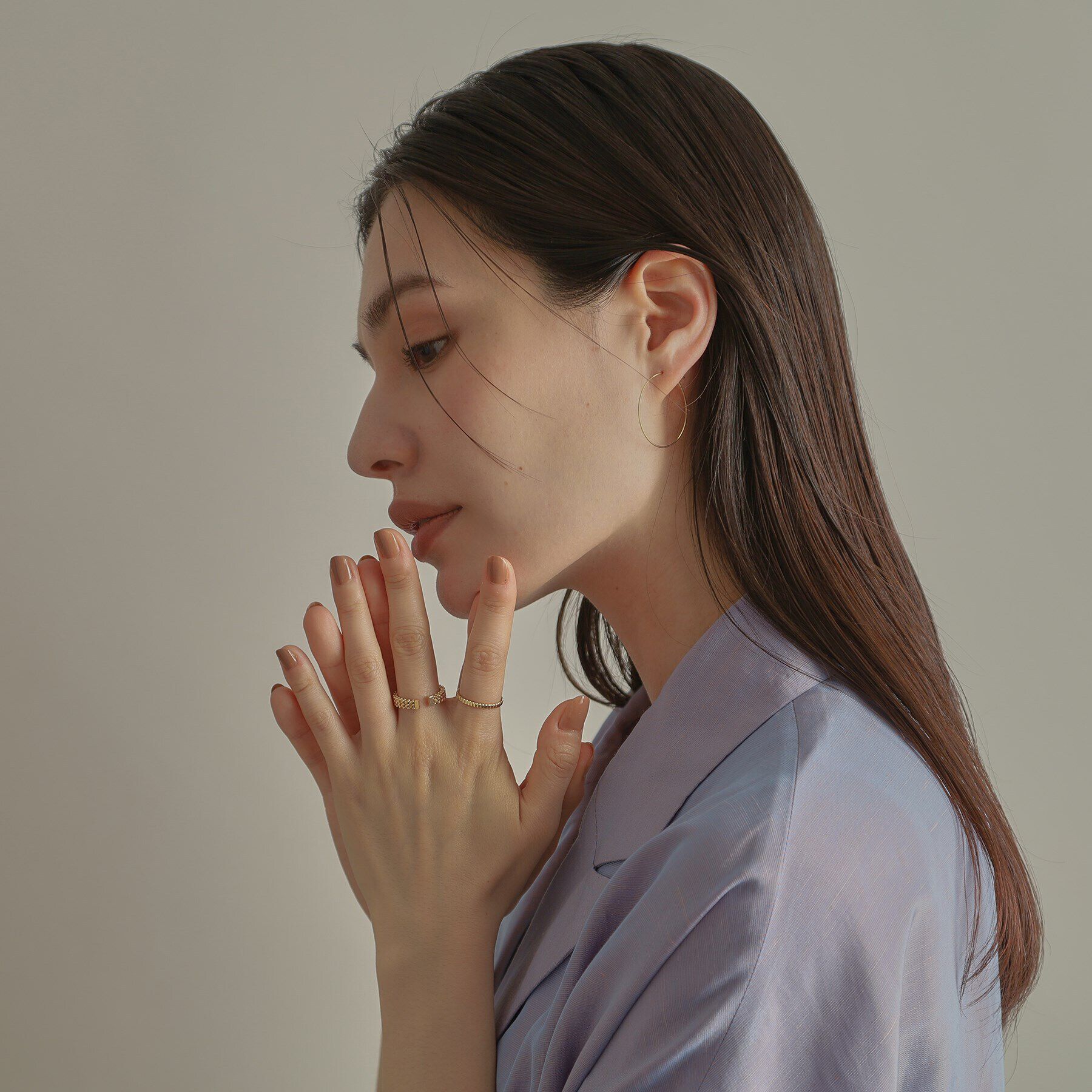 COCOSHNIK「K18オメガチェーン フープピアス中」|ピアス|