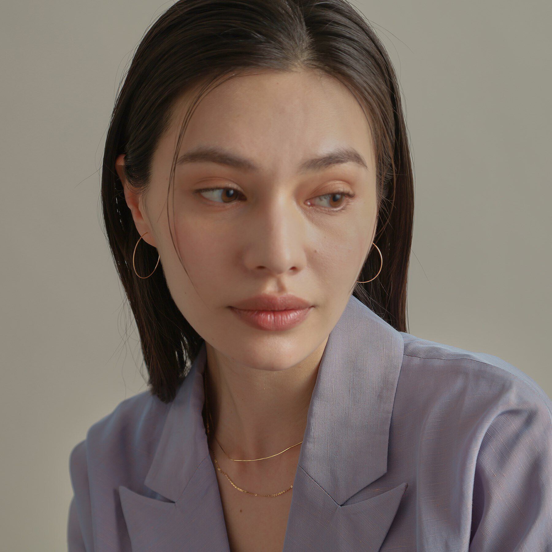 COCOSHNIK「K18オメガチェーン フープピアス中」|ピアス|