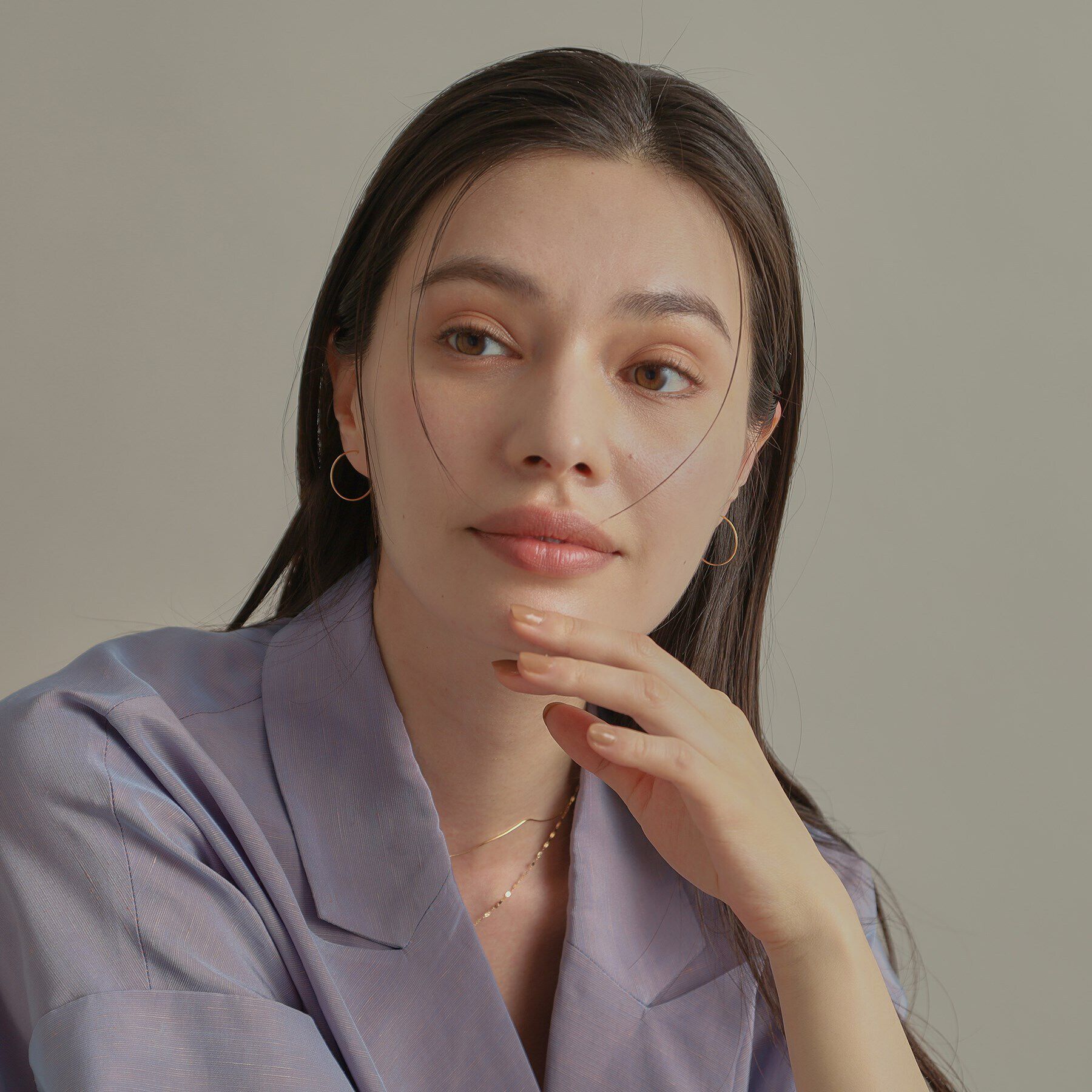 COCOSHNIK「K18オメガチェーン フープピアス小」|ピアス|