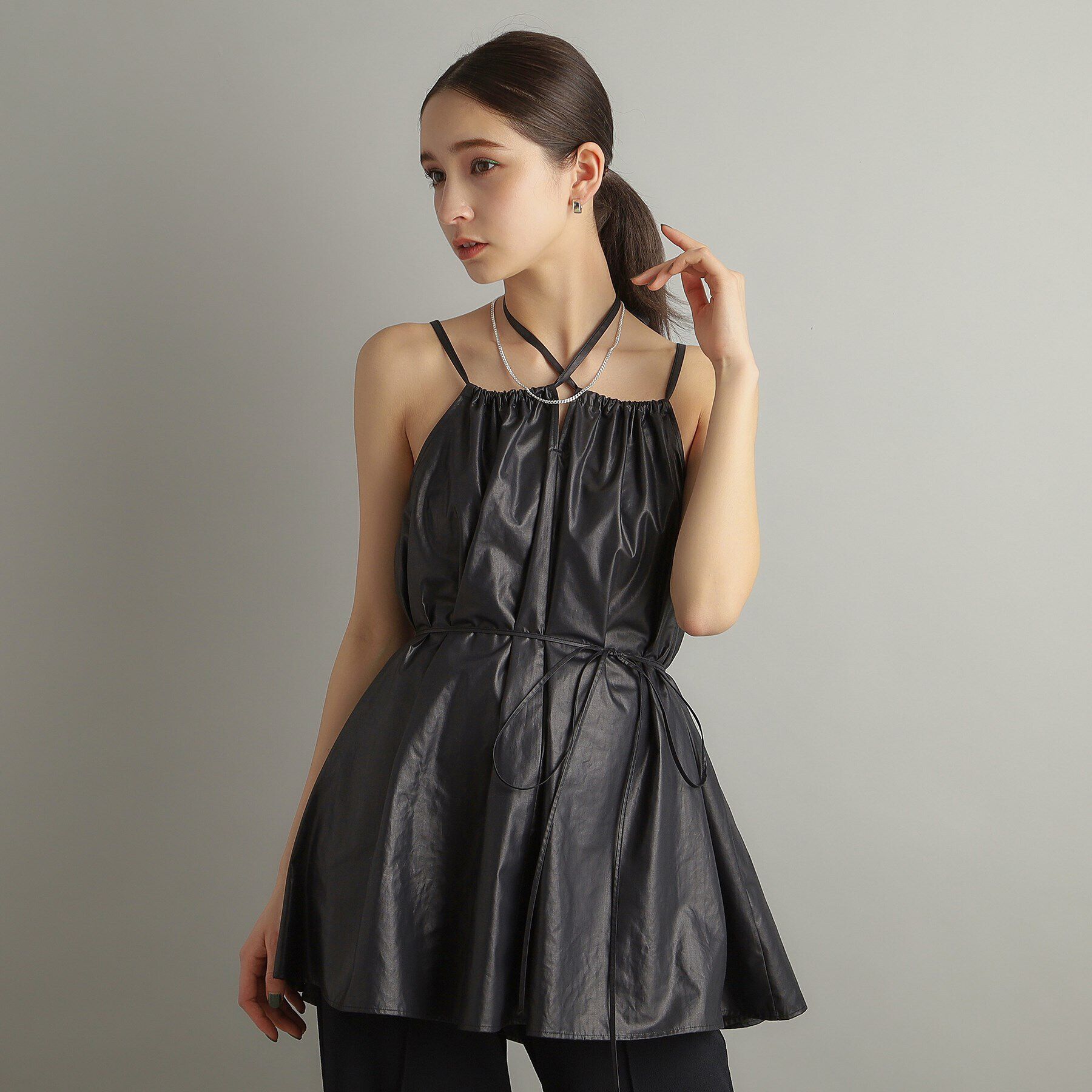 COCOSHNIK ONKITSCH「シルバー カーブチェーン スクエアマンテルネックレス」|ネックレス|