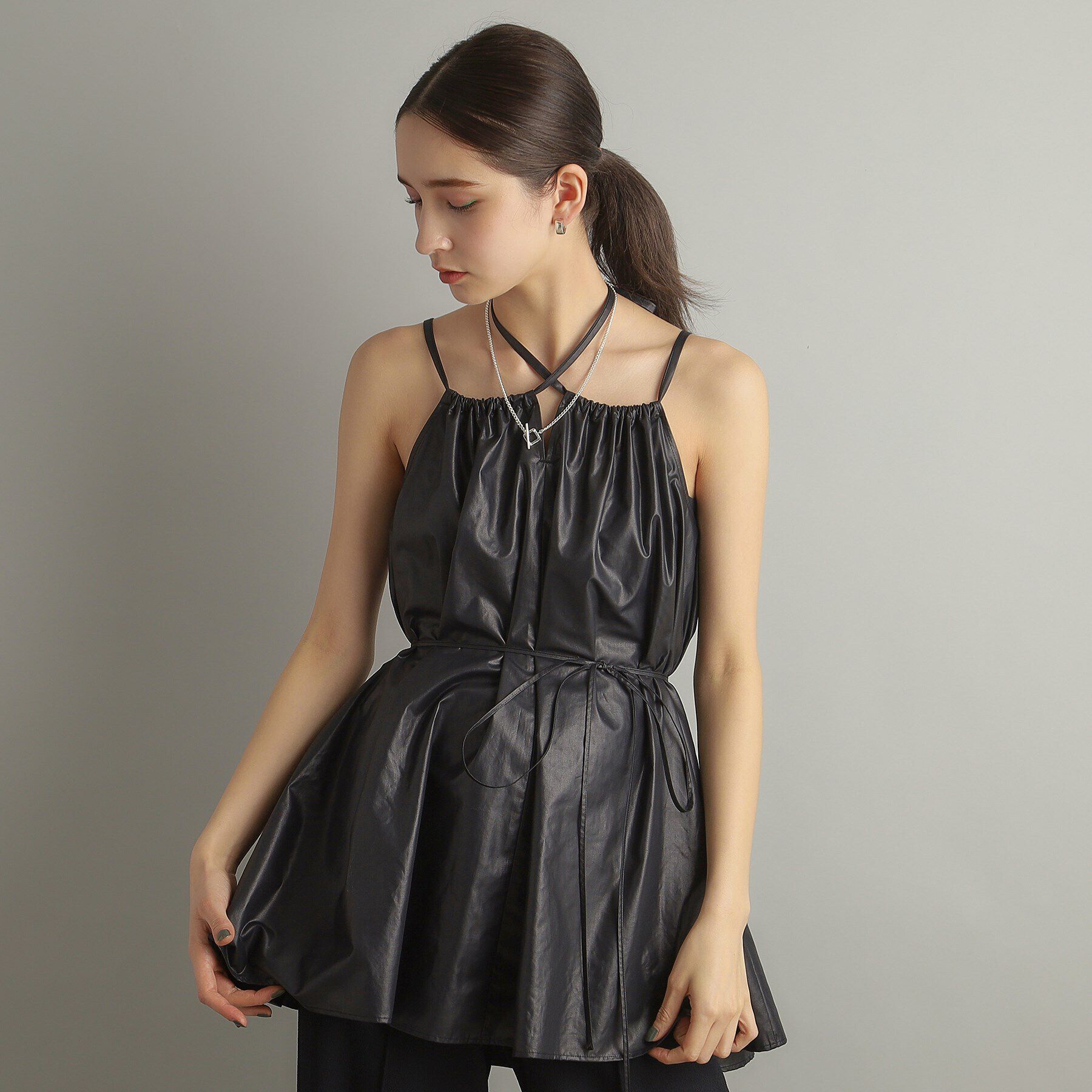 COCOSHNIK ONKITSCH「シルバー カーブチェーン スクエアマンテルネックレス」|ネックレス|