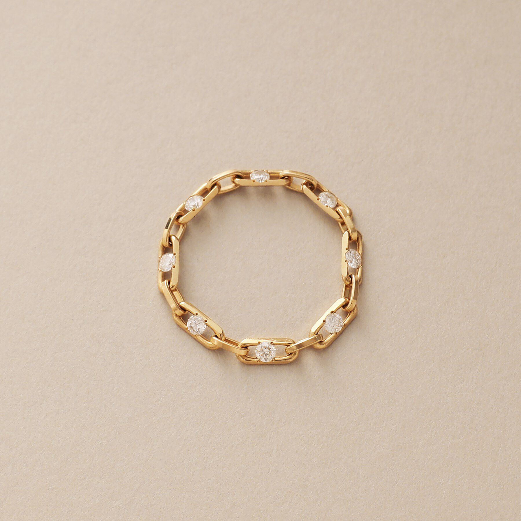 COCOSHNIK「K18ダイヤモンド ロングカットアズキチェーン リング」|リング|