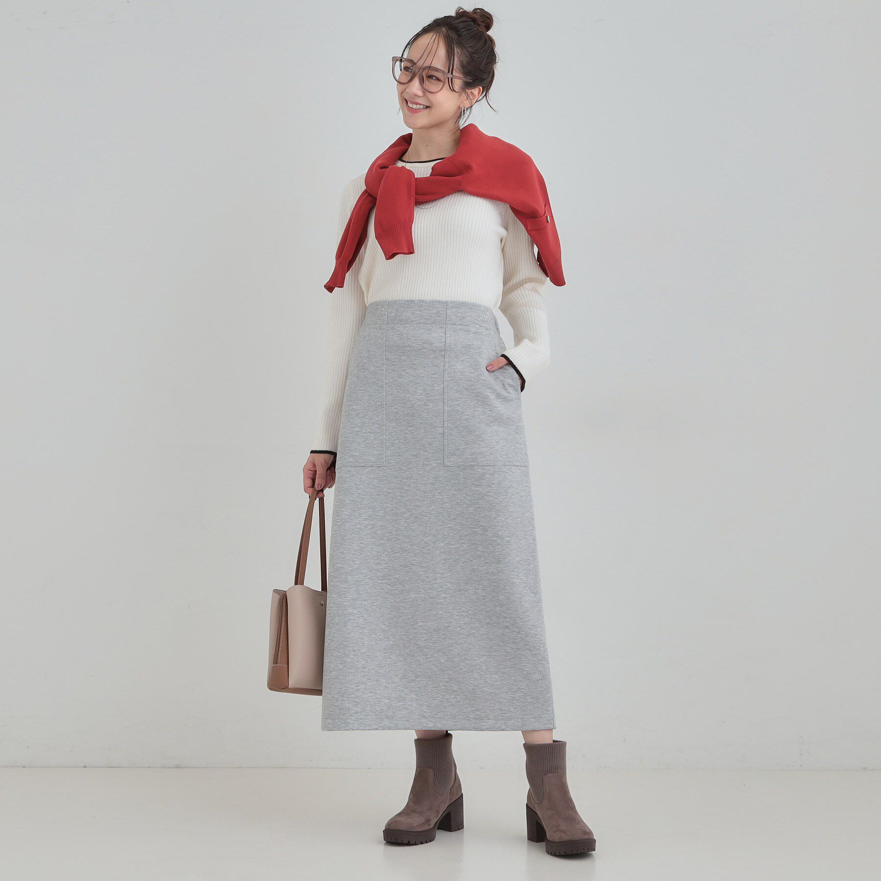 SHOO･LA･RUE「【セットアップ可/S-LL/なめらかタッチ】ベイカーナロースカート」|スカート|