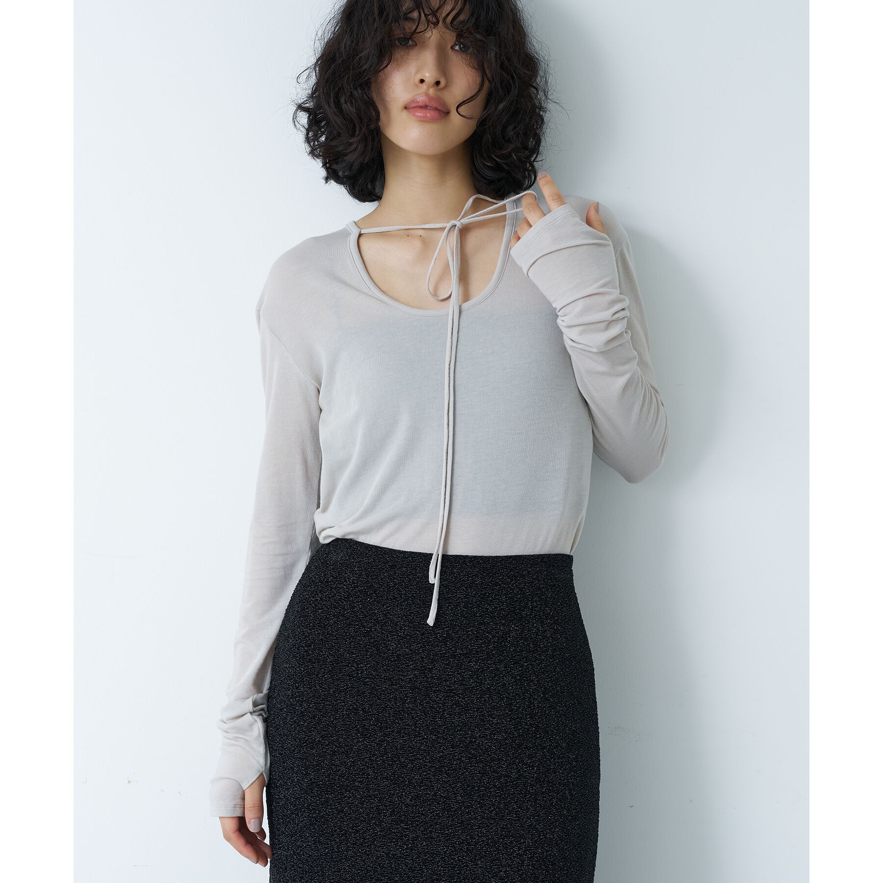 CODE A「front ribbon jersey tops」|Tシャツ・カットソー|