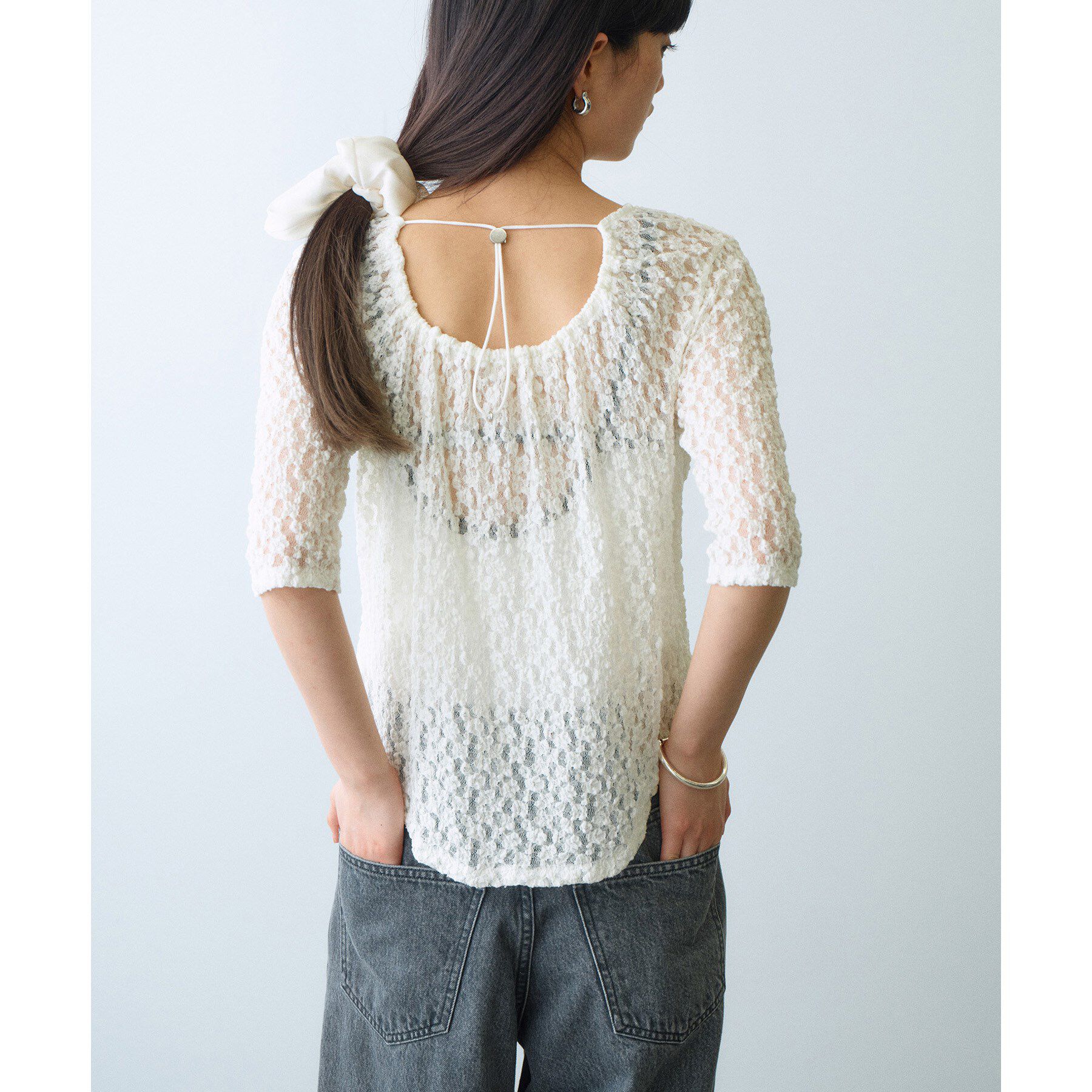CODE A「lace layered pullover」|Tシャツ・カットソー|ホワイト(001)