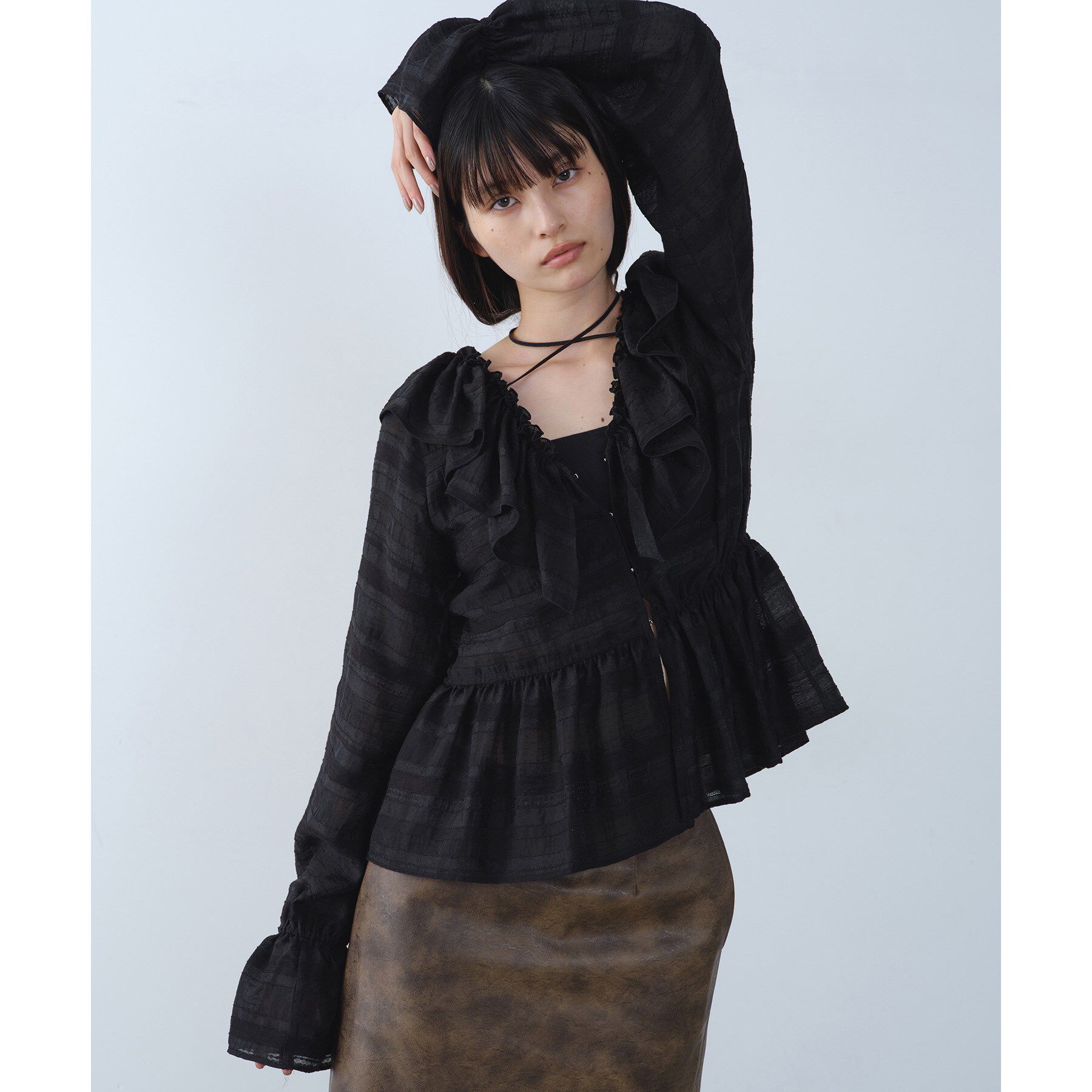 CODE A「dream ruffle lace blouse」|シャツ・ブラウス|ブラック(019)
