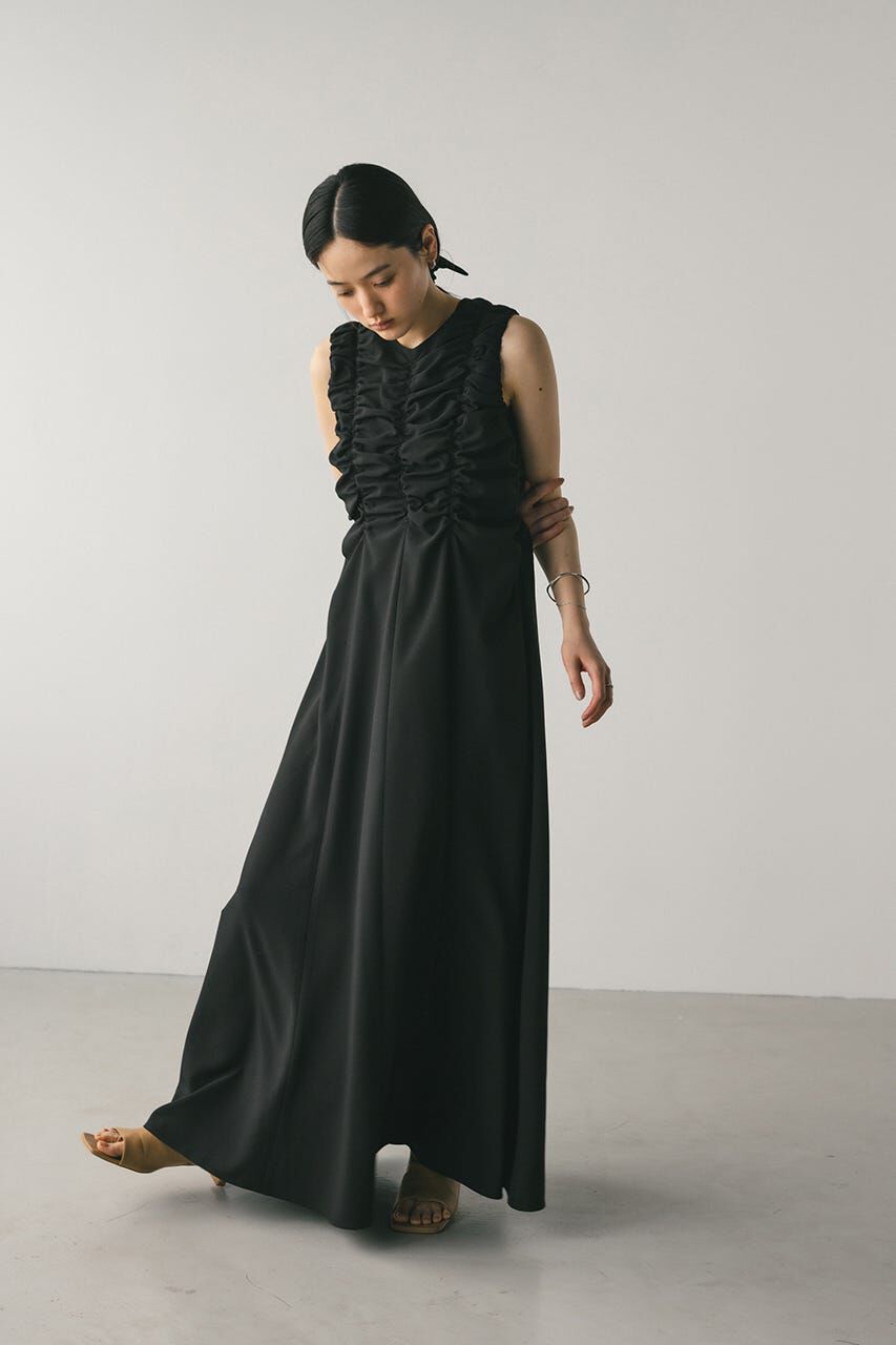 STYLEMIXER「シャーリングギャザーワンピース」|ワンピース|BLK