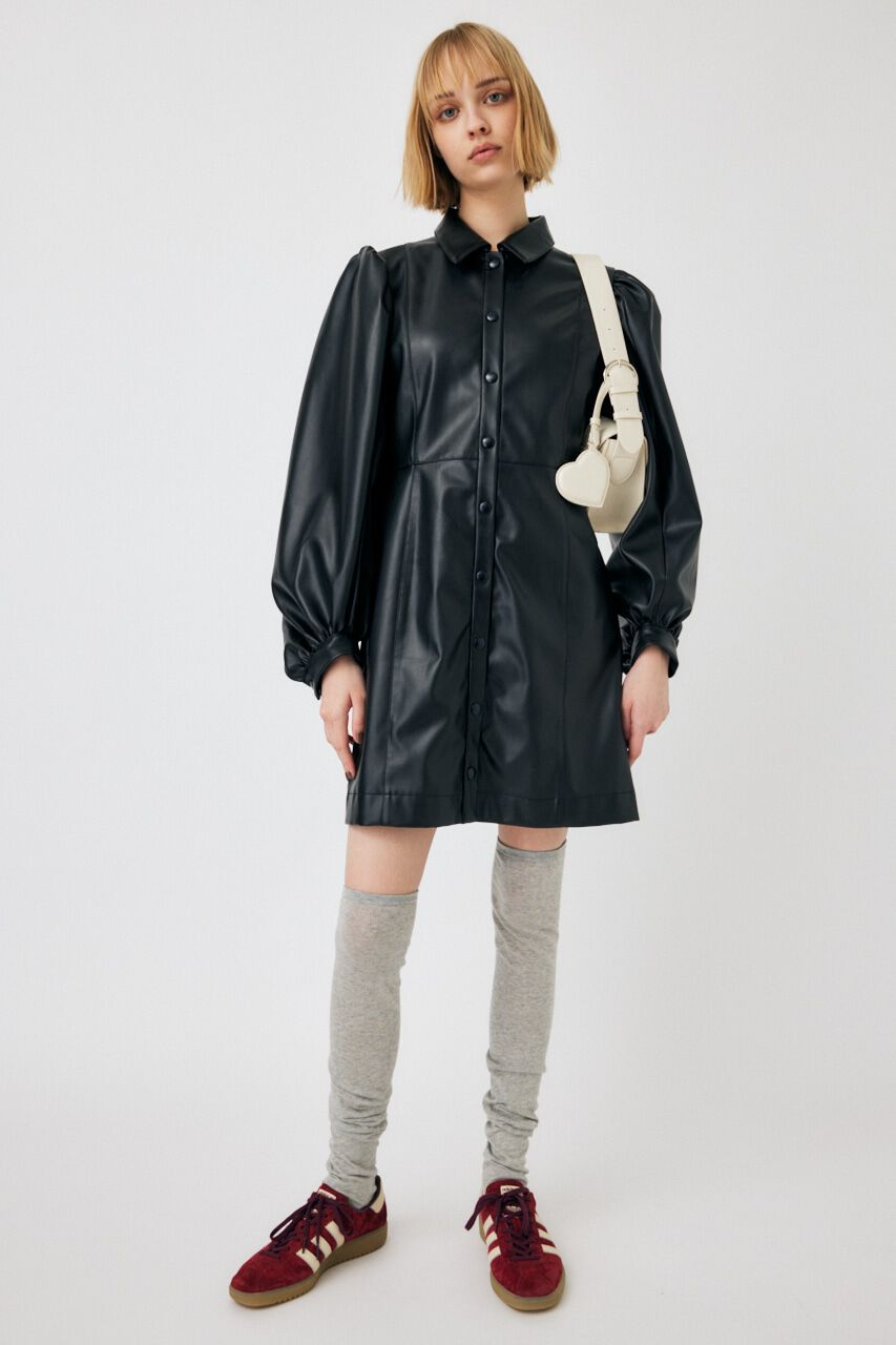 MOUSSY「F／LEATHER MINI ワンピース」|ワンピース|BLK