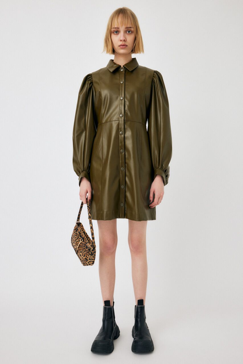 MOUSSY「F／LEATHER MINI ワンピース」|ワンピース|