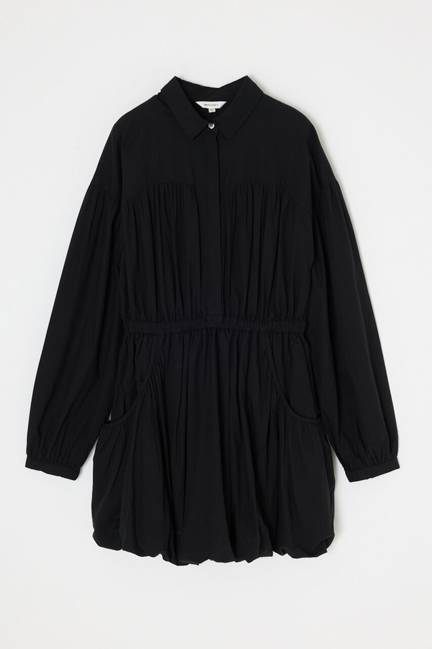 MOUSSY「BALLOON SHIRT ドレス」|ワンピース|BLK