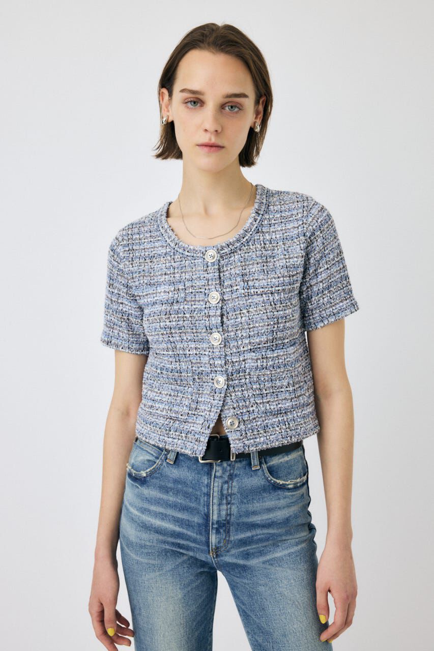 MOUSSY「TWEED LIKE トップス」|Tシャツ・カットソー|BLU