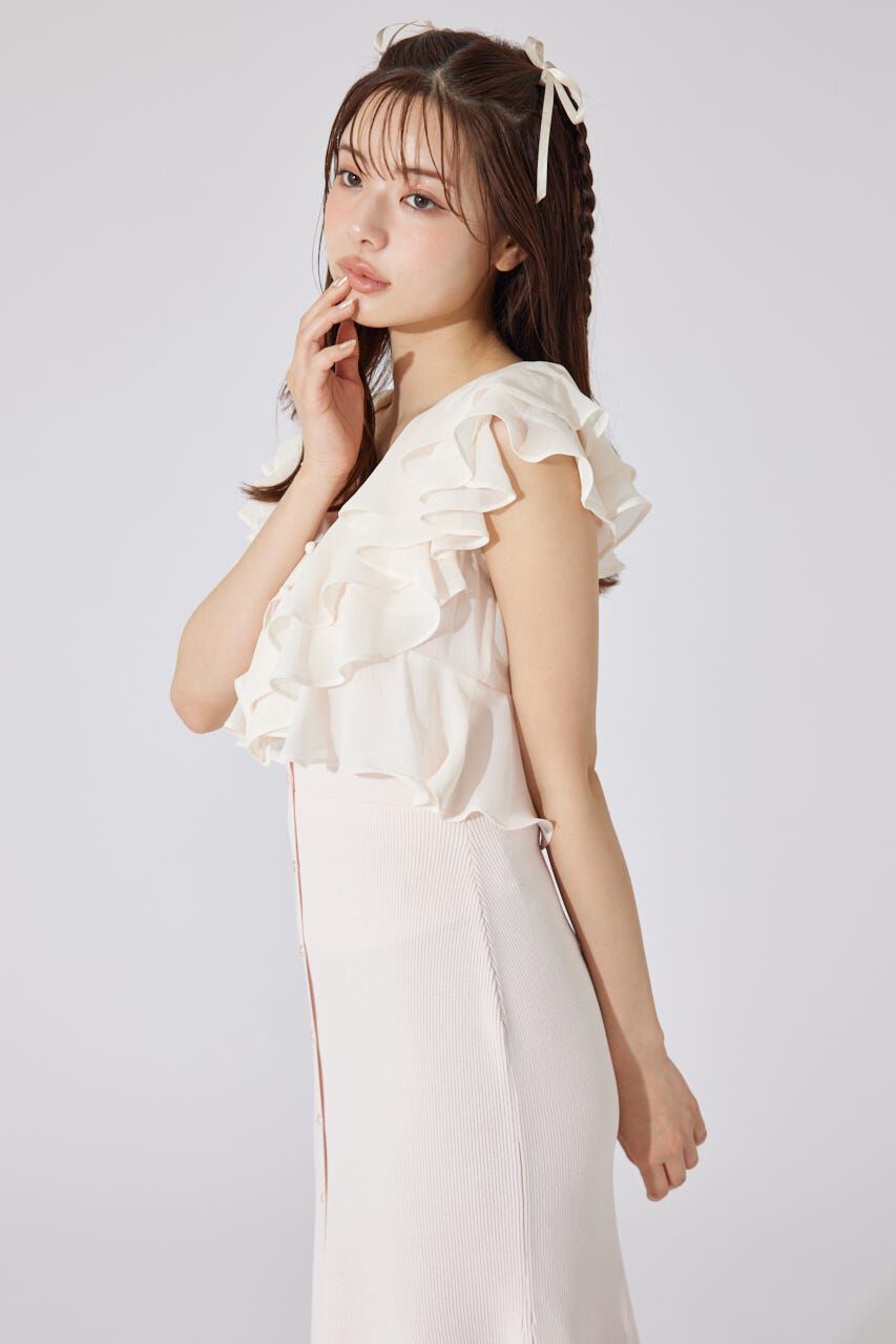 rienda「フリルブラウスセットニットマーメイドワンピース」|ワンピース|