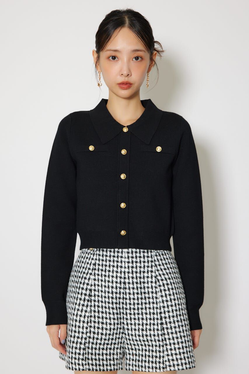 rienda「ゴールドボタンロングスリーブニットトップス」|ニット・セーター|