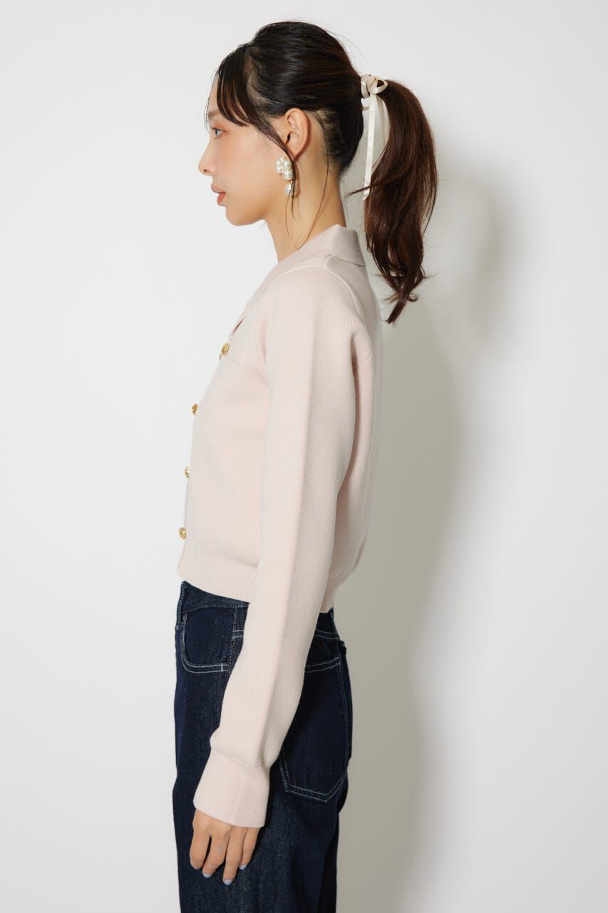 rienda「ゴールドボタンロングスリーブニットトップス」|ニット・セーター|