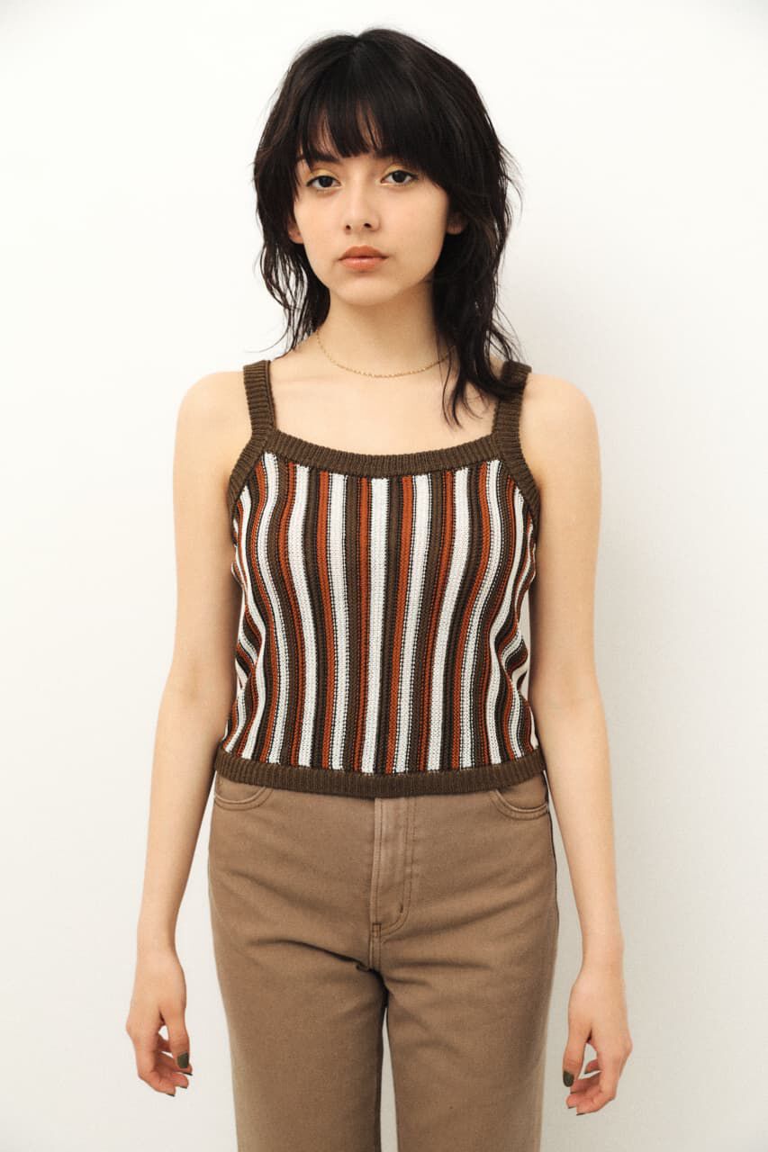 LAGUA GEM「MULTI STRIPE KNIT CAMI」|キャミソール|