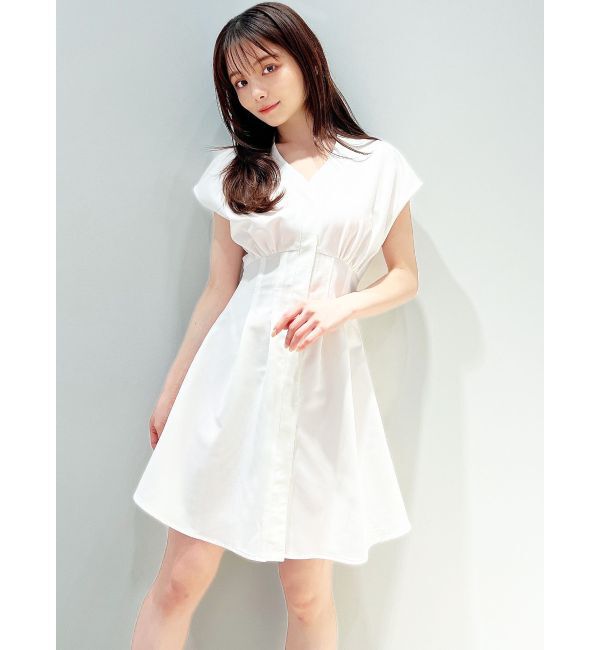 RESEXXY「ノーカラーコルセットシャツワンピース」|ワンピース|