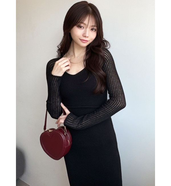 RESEXXY「スリーブメッシュタイトニットワンピース」|ワンピース|