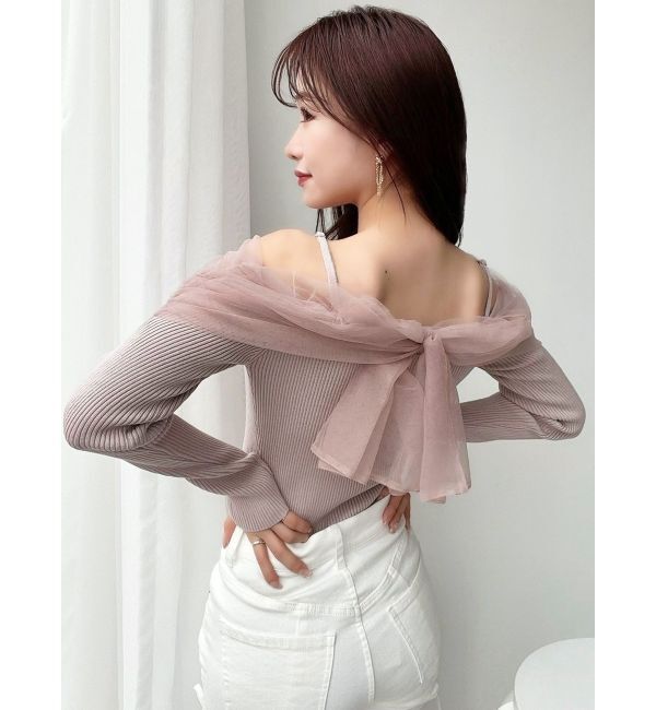 RESEXXY「バックリボンオフショルニットトップス」|ニット・セーター|