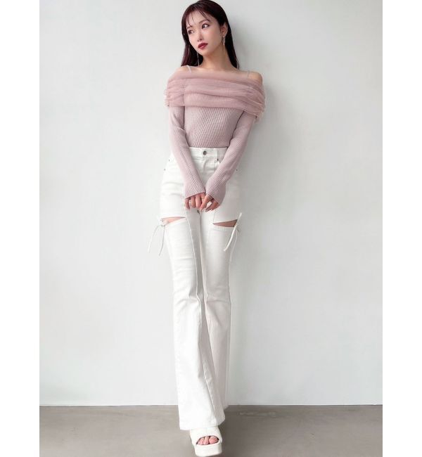 RESEXXY「バックリボンオフショルニットトップス」|ニット・セーター|