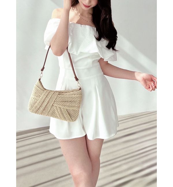 RESEXXY「バルーンオフショルショートコンビネゾン」|オールインワン|ホワイト