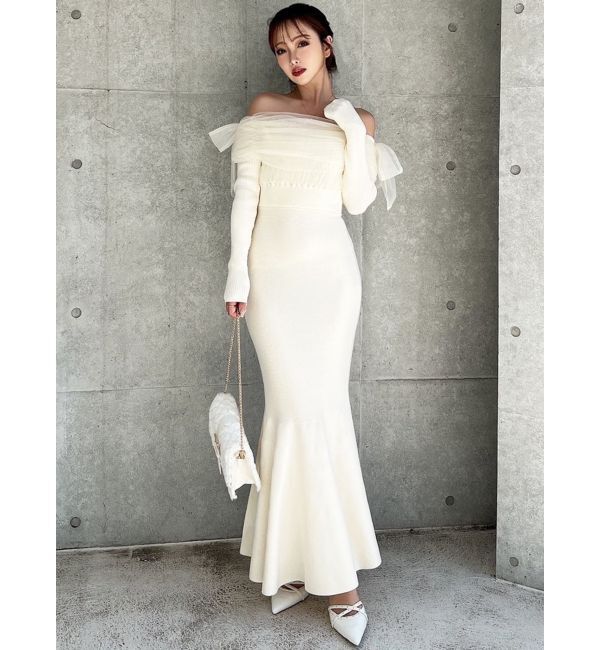 RESEXXY「【骨格ウェーブ向け】ドッキングオフショルリボンワンピース」|ワンピース|