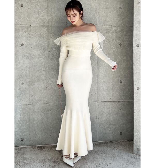 RESEXXY「【骨格ウェーブ向け】ドッキングオフショルリボンワンピース」|ワンピース|