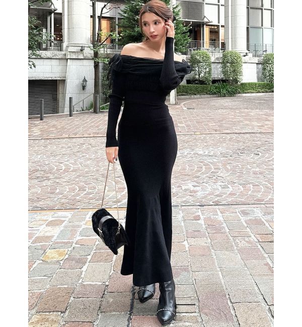 RESEXXY「【骨格ウェーブ向け】ドッキングオフショルリボンワンピース」|ワンピース|