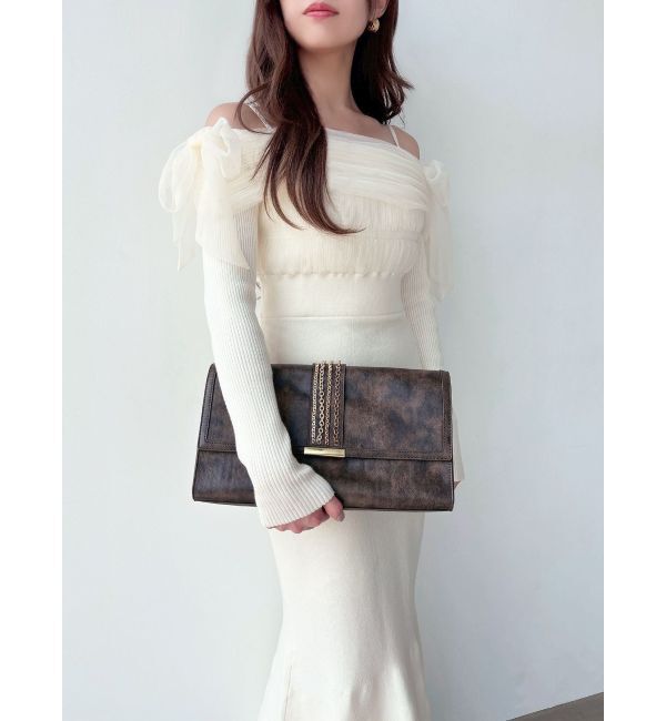 RESEXXY「【骨格ウェーブ向け】ドッキングオフショルリボンワンピース」|ワンピース|