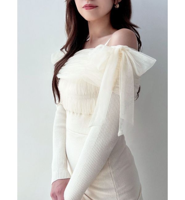 RESEXXY「【骨格ウェーブ向け】ドッキングオフショルリボンワンピース」|ワンピース|