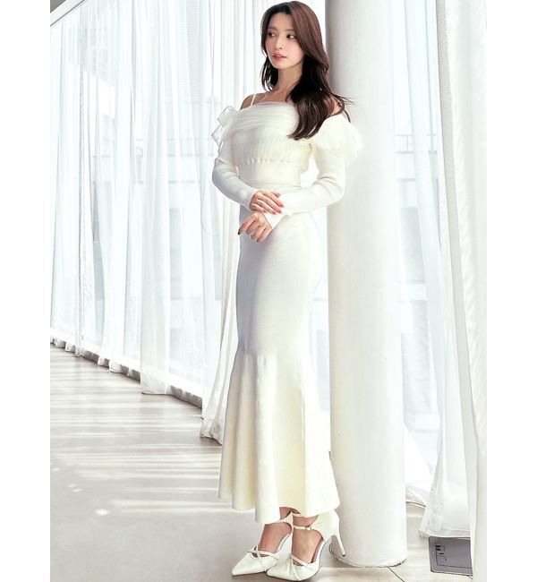 RESEXXY「【骨格ウェーブ向け】ドッキングオフショルリボンワンピース」|ワンピース|