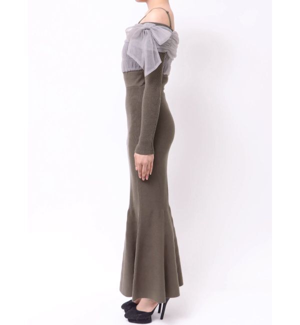 RESEXXY「【骨格ウェーブ向け】ドッキングオフショルリボンワンピース」|ワンピース|