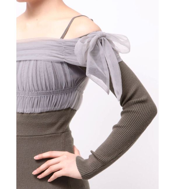 RESEXXY「【骨格ウェーブ向け】ドッキングオフショルリボンワンピース」|ワンピース|