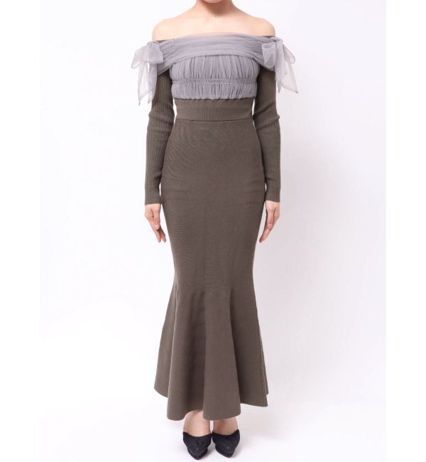 RESEXXY「【骨格ウェーブ向け】ドッキングオフショルリボンワンピース」|ワンピース|