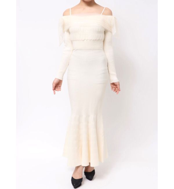 RESEXXY「【骨格ウェーブ向け】ドッキングオフショルリボンワンピース」|ワンピース|