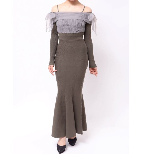 RESEXXY「【骨格ウェーブ向け】ドッキングオフショルリボンワンピース」|ワンピース|