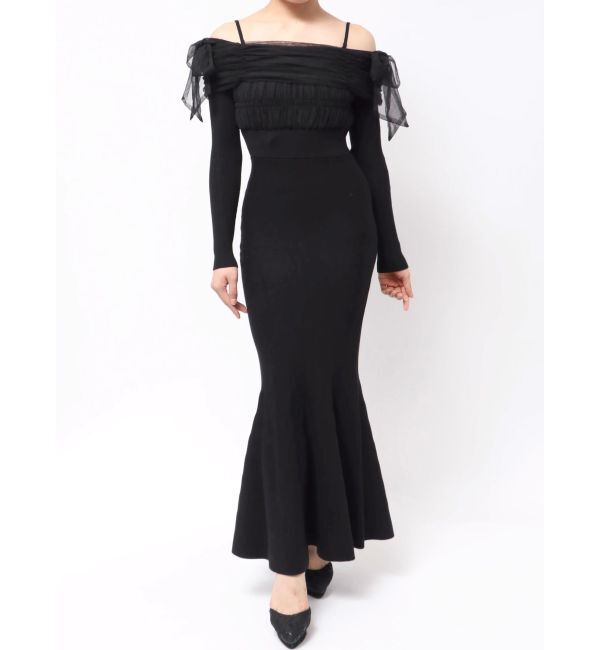 RESEXXY「【骨格ウェーブ向け】ドッキングオフショルリボンワンピース」|ワンピース|