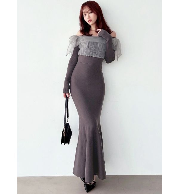 RESEXXY「【骨格ウェーブ向け】ドッキングオフショルリボンワンピース」|ワンピース|