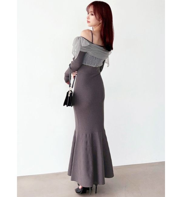 RESEXXY「【骨格ウェーブ向け】ドッキングオフショルリボンワンピース」|ワンピース|