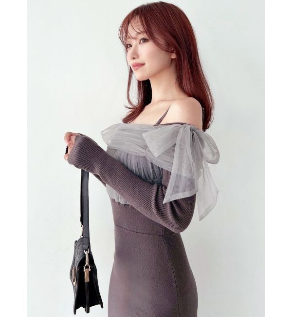 RESEXXY「【骨格ウェーブ向け】ドッキングオフショルリボンワンピース」|ワンピース|