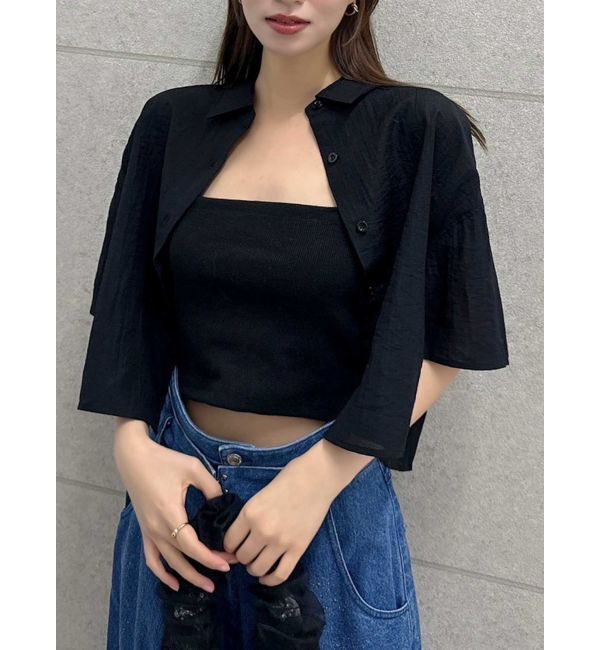 dazzlin「【WEB限定】バックオープンクロップドシャツ」|シャツ・ブラウス|ブラック