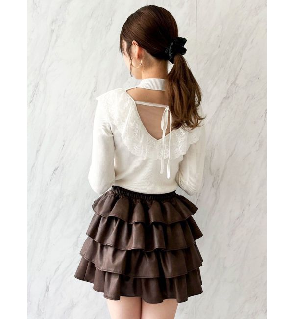 dazzlin「バックオープンフリルニットプルオーバー」|ニット・セーター|