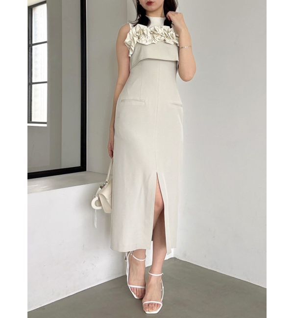 dazzlin「フリルディティールキャミワンピース」|ワンピース|ベージュ