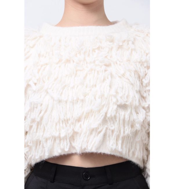 EMODA「バルキーフリンジクロップニット」|ニット・セーター|アイボリー