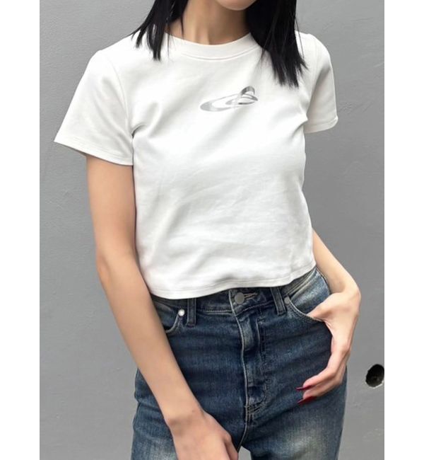 EMODA「ロゴグラデーションミニマルTシャツ」|Tシャツ・カットソー|ホワイト